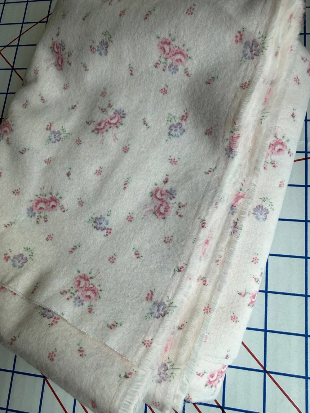Vintage Style Floral Flannel Fabric Pink Roses Cottagecore 2 Yards x 44